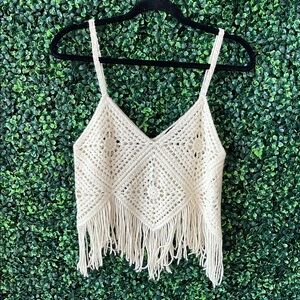 Forever 21 White Asymmetrical Cropped Camisole